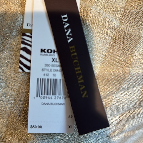 Dana Buchman striped gold top with gold shimmer and gold buttons, size:XL - Picture 6 of 6